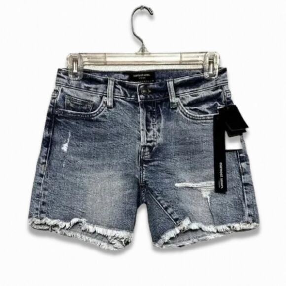 Earnest Sewn Denim Shorts Cut-Off Frayed Hem Distressed Mid-Rise Waist W 24 NWT - Picture 1 of 9